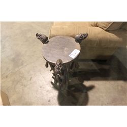 CARVED WOOD END TABLE