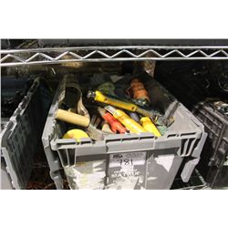 BIN OF ASSORTED TOOLS