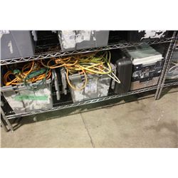 SHELF OF EXTENSION CORDS & PAINTING TOOLS