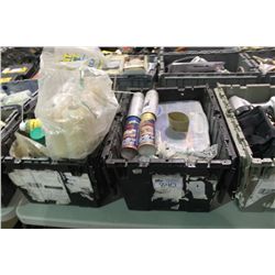 3 BINS OF MISCELLANEOUS PAINTING GOODS & TOOLS