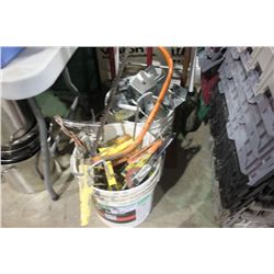 2 BINS OF TOOLS, STEP LADDER & DOLLY