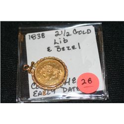 1838 Two 1/2 Liberty & Bezel, Classic Head, Early Date