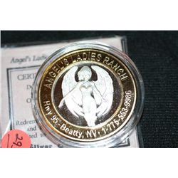 Angel's Ladies Ranch $10 Silver State Brothel Token .999 Silver & 24k Gold