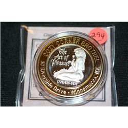 Cozy Corner Brothel $10 Silver State Brothel Token .999 Silver & 24k Gold