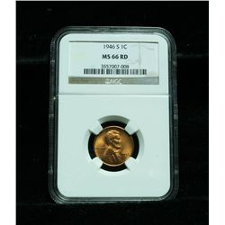 NGC 1946-s Lincoln Cent 1c Graded Gem+ ms66 RD