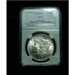 NGC 1885-o Morgan Dollar Graded Gem Uncirculated ms65  NGC