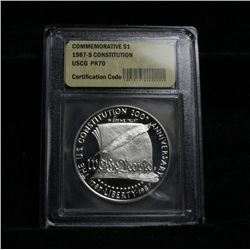 1987-s Constitution Bicentennial Commemorative Silver Dollar Graded PR70 DCAM