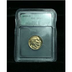 ICG 1934-d Buffalo Nickel 5c graded ms65 ICG