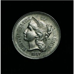 1867 3 Cent Piece grades Gem Uncirculated ms65