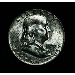 1955-p Franklin Half Dollar Grades Select Uncirculated ms63 FBL