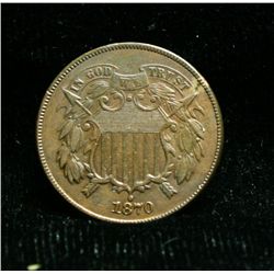 1870 two cent piece 2c grades Choice Uncirculated ms60 BN