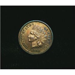 1880 Indian Head Cent 1c Grades Gem Uncirculated ms65 RD  RED