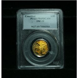PCGS 1987-w Constitution Proof $5 Gold Commemorative Graded PR69 DCAM PCGS