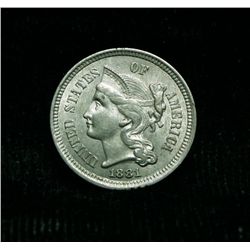 1881 Three Cent Nickel 3c Grades Choice Uncirculated ms64++