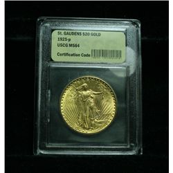 1925-p $20 Gold Saint-Gaudens Graded Choice ms64 by USCG