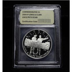 2004-p Lewis & Clark Proof Commemorative Dollar Graded PR70  DCAM