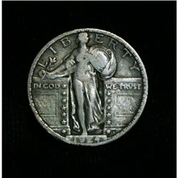 1924-p Standing Liberty 25c Grades VF30