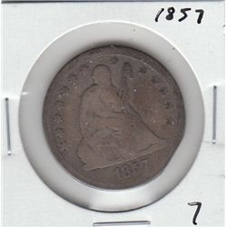 1857 SEATED QUARTER 50c