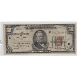$50 FRBN 1929 CLEVELAND
