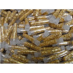 20 LARGE VIALS OF GOLD FLAKE