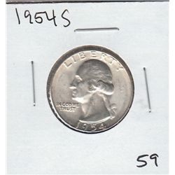 1954 S SILVER WASHINGTON QUARTER UNC