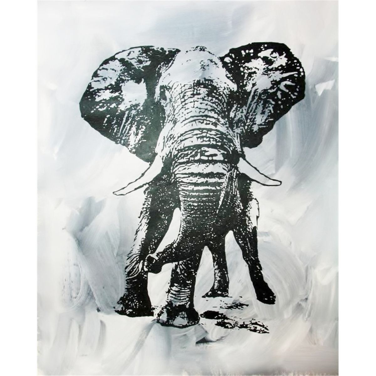 Black White Elephant Canvas Pop Art Original Rare Sale