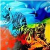 Image 2 : TIGERS COLORFUL ORIGINAL PAINTING LARGE POP ART