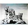 Image 1 : TIGERS BLACK & WHITE ORIGINAL PAINTING LARGE POP ART