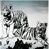 Image 2 : TIGERS BLACK & WHITE ORIGINAL PAINTING LARGE POP ART