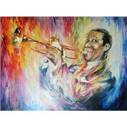 Louis Armstrong Original Signed Painting Canvas SALE