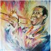 Image 2 : Louis Armstrong Original Signed Painting Canvas SALE