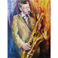 John F Kennedy Original Signed Painting Canvas COLORFUL