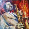 Image 2 : Charlie Parker Original Signed Painting Canvas COLORFUL
