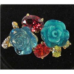 6508 - GOLD PLATED SWAROVSKI CRYSTAL RING - SZ. 9