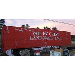 40'  Semi Storage trailer 40'  Brown VIN# R652537.   Shelves inside.  With title, pulls fine, brakes