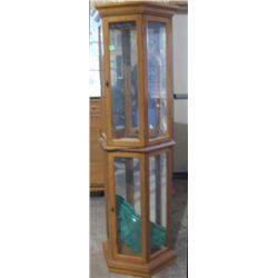 Lighted 3 Sided Mirror Backed Display Cabinet, 5 Glass Shelves