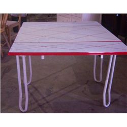 Retro (1950's ?) Metal Dining Table w/ 2 Slide out Leaves