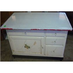 Antique Metal Top Cabinet/Island .