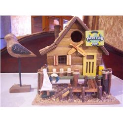 "Yacht Club Resort" Bird House w/ Wood Bird .