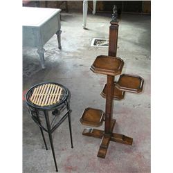 4 Tiered Wood Plant Stand & Metal Plant Stand .