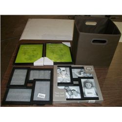 Box of 4 Picture Frames and Coleman Electric Quick Pump.