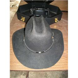 Eddy Bros Cowboy Hat and Hat Box, Hat Size 7.5 .