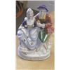 Image 1 : Porcelain Colonial figurine (Sitting) Colorful Man and Woman sitting.  Marked;    made in occupied J
