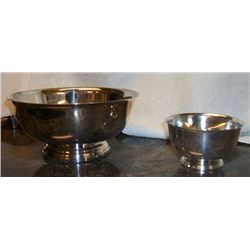 2 Silver Plate Bowls, 1 Small Reproduction William Rogers Paul Revere. 1 Larger Gorham Paul Revere S