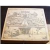 Image 1 : Large Decorative Wooden Box w/ Pyro Style Etching of 17th/18th Century Estate Scene. Dovetailed Edge