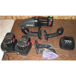 Craftsman Sander, 2 Flashlights, Vacuum, w/ 3 Chargers and 3 Batteries