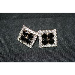 Cubic Zurconia and Onyx Earrings