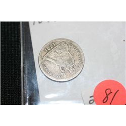 1891 Silver Seated Liberty Dime