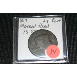 1817 Bust Liberty Large Cent Matron Head, 13 Stars