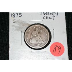 1875-S Silver Seated Liberty 20 Cent Piece, Fine+